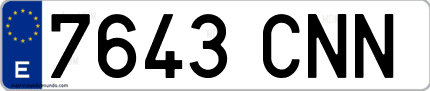 Ejemplo de matrícula de coche ordinaria 7643 CNN