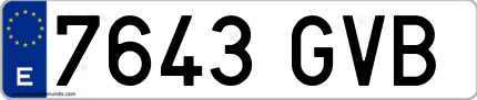 Ejemplo de matrícula de coche ordinaria 7643 GVB