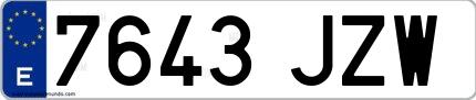 Ejemplo de matrícula española 7643 JZW