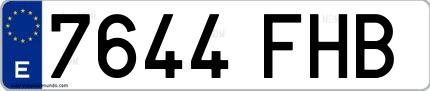 Ejemplo de matrícula española 7644 FHB
