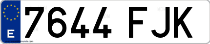 Ejemplo de matrícula de coche ordinaria 7644 FJK