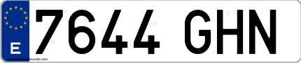 Ejemplo de matrícula de coche ordinaria 7644 GHN
