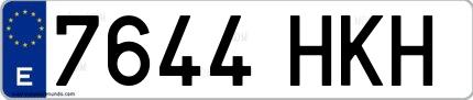 Ejemplo de matrícula española 7644 HKH