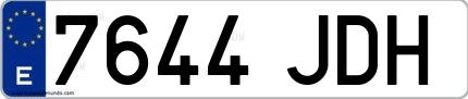 Ejemplo de matrícula española 7644 JDH