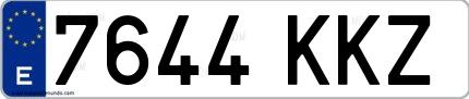 Ejemplo de matrícula española 7644 KKZ