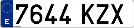 Ejemplo de matrícula de coche ordinaria 7644 KZX