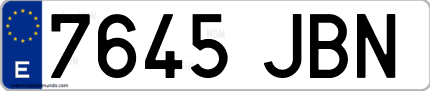 Ejemplo de matrícula de coche ordinaria 7645 JBN