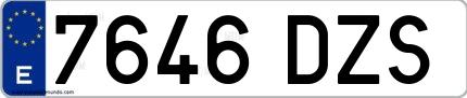 Ejemplo de matrícula española 7646 DZS
