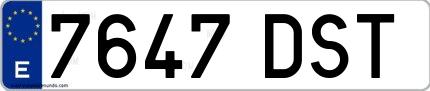 Ejemplo de matrícula española 7647 DST