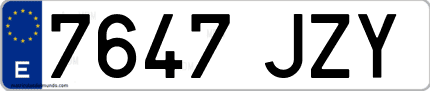 Ejemplo de matrícula de coche ordinaria 7647 JZY