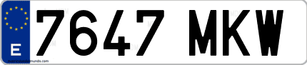 Ejemplo de matrícula de coche ordinaria 7647 MKW