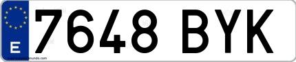 Ejemplo de matrícula española 7648 BYK