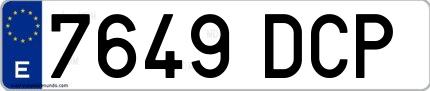 Ejemplo de matrícula española 7649 DCP