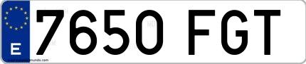 Ejemplo de matrícula española 7650 FGT