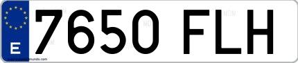 Ejemplo de matrícula española 7650 FLH