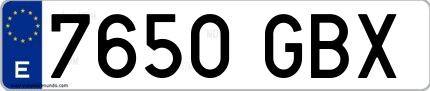 Ejemplo de matrícula española 7650 GBX