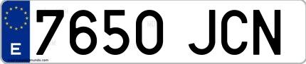 Ejemplo de matrícula española 7650 JCN