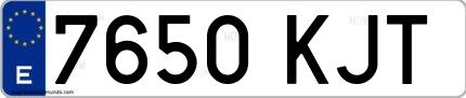 Ejemplo de matrícula española 7650 KJT