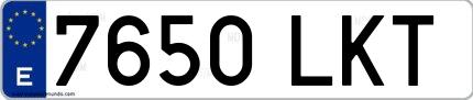 Ejemplo de matrícula española 7650 LKT