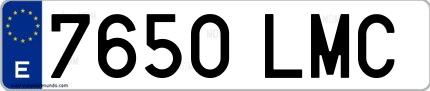 Ejemplo de matrícula española 7650 LMC