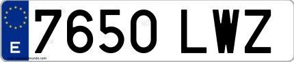 Ejemplo de matrícula española 7650 LWZ