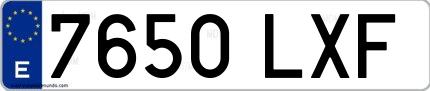 Ejemplo de matrícula española 7650 LXF