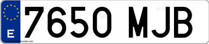 Ejemplo de matrícula de coche ordinaria 7650 MJB