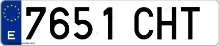 Ejemplo de matrícula española 7651 CHT