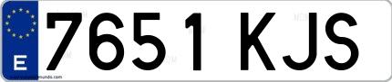 Ejemplo de matrícula española 7651 KJS