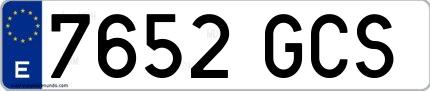 Ejemplo de matrícula española 7652 GCS
