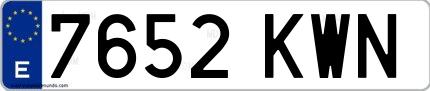 Ejemplo de matrícula española 7652 KWN