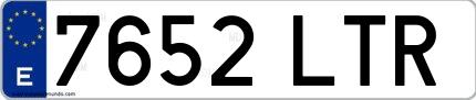 Ejemplo de matrícula española 7652 LTR
