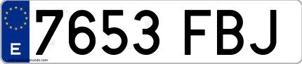 Ejemplo de matrícula española 7653 FBJ