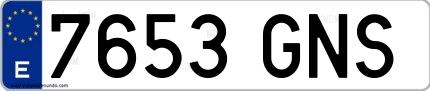 Ejemplo de matrícula española 7653 GNS