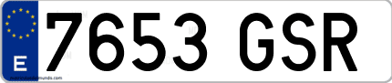 Ejemplo de matrícula de coche ordinaria 7653 GSR
