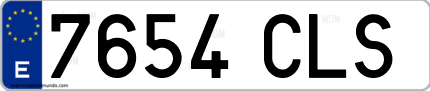 Ejemplo de matrícula de coche ordinaria 7654 CLS