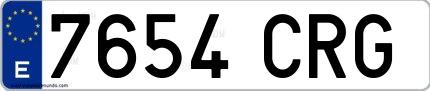 Ejemplo de matrícula española 7654 CRG