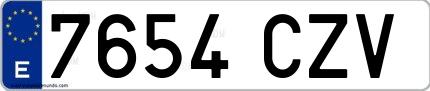Ejemplo de matrícula española 7654 CZV