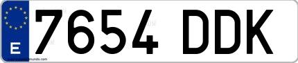 Ejemplo de matrícula española 7654 DDK