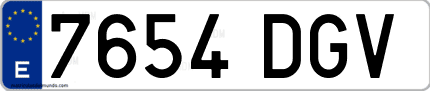 Ejemplo de matrícula de coche ordinaria 7654 DGV