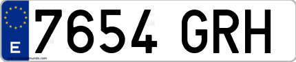 Ejemplo de matrícula de coche ordinaria 7654 GRH
