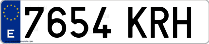 Ejemplo de matrícula de coche ordinaria 7654 KRH