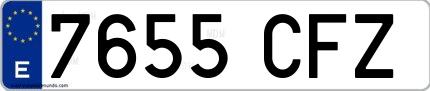 Ejemplo de matrícula española 7655 CFZ