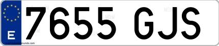 Ejemplo de matrícula española 7655 GJS