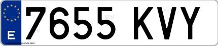 Ejemplo de matrícula española 7655 KVY