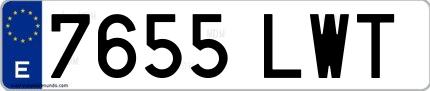 Ejemplo de matrícula española 7655 LWT