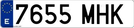 Ejemplo de matrícula española 7655 MHK