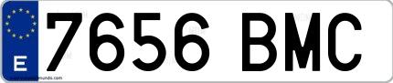 Ejemplo de matrícula española 7656 BMC