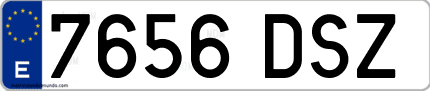 Ejemplo de matrícula de coche ordinaria 7656 DSZ