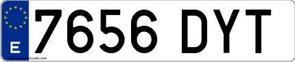 Ejemplo de matrícula española 7656 DYT